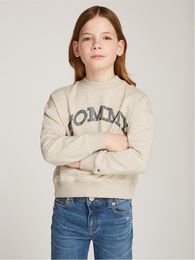 Sweat varsity à logo beige fille - Tommy Hilfiger