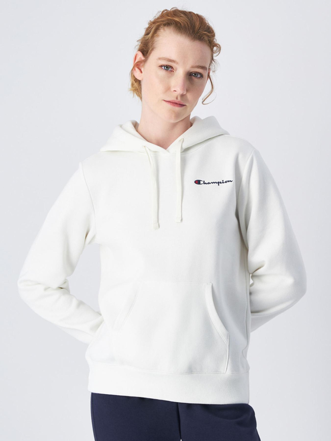 Sweat à capuche logo brodé blanc femme - Champion