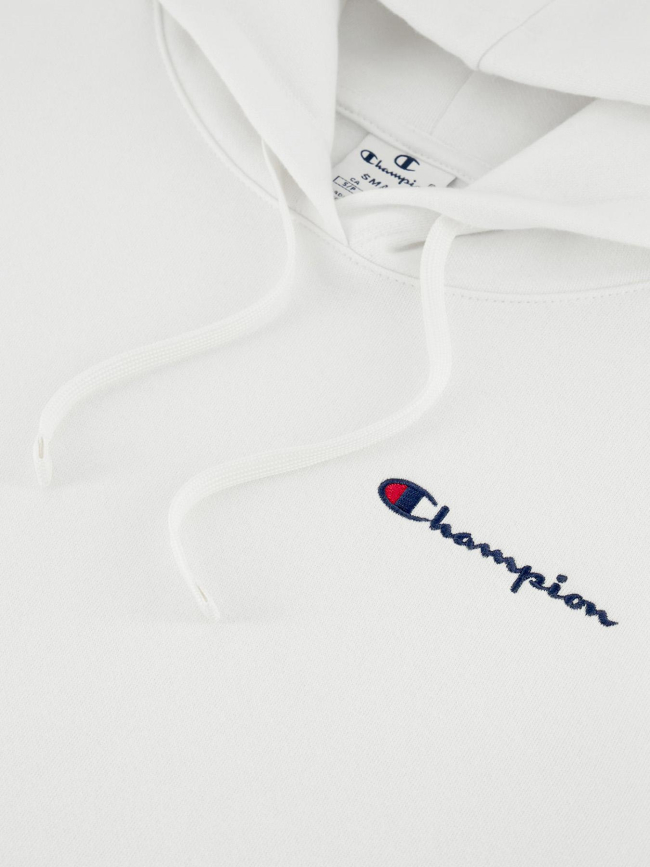 Sweat à capuche logo brodé blanc femme - Champion