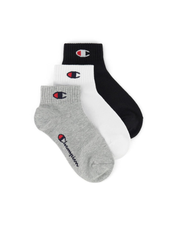 Pack 3 paires de chaussettes gris noir blanc enfant - Champion