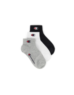 Pack 3 paires de chaussettes gris noir blanc enfant - Champion