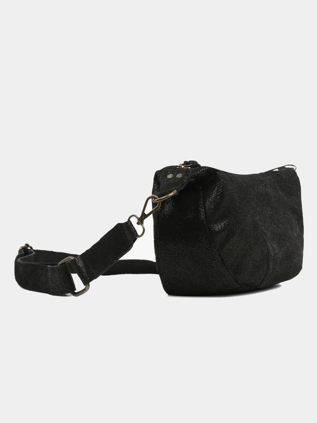 Sac bandoulière en cuir nulla noir femme - Pieces