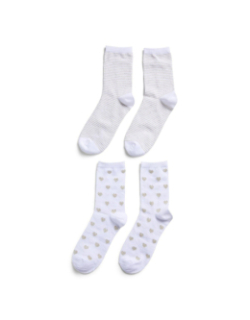 Lot 2 paires de chaussettes nina doré blanc femme - Pieces