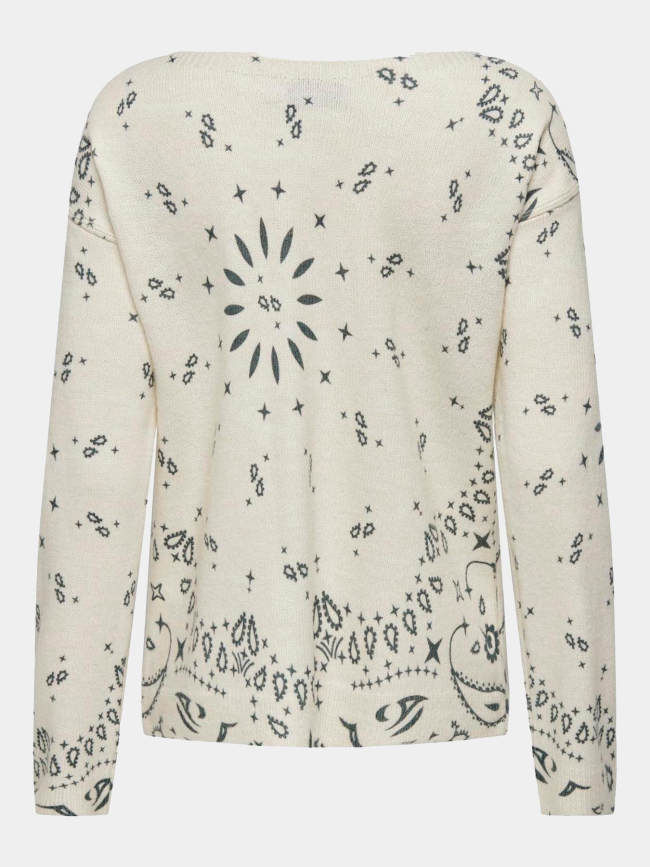 Pull imprimé sanne blanc écru vert femme - Only