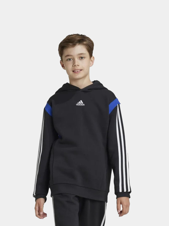 Sweat à capuche colorblock bleu noir garçon - Adidas