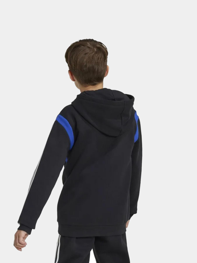 Sweat à capuche colorblock bleu noir garçon - Adidas