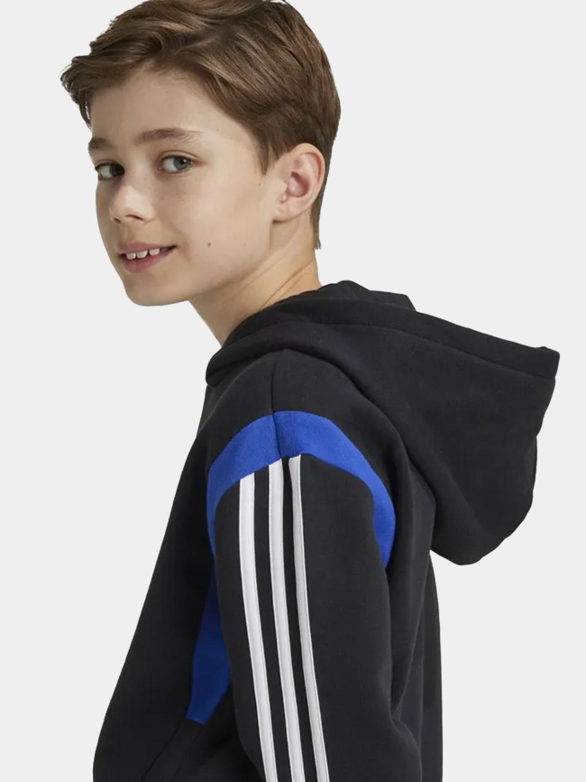 Sweat à capuche colorblock bleu noir garçon - Adidas