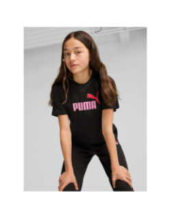 T-shirt crop logo noir rose fille - Puma