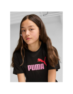 T-shirt crop logo noir rose fille - Puma