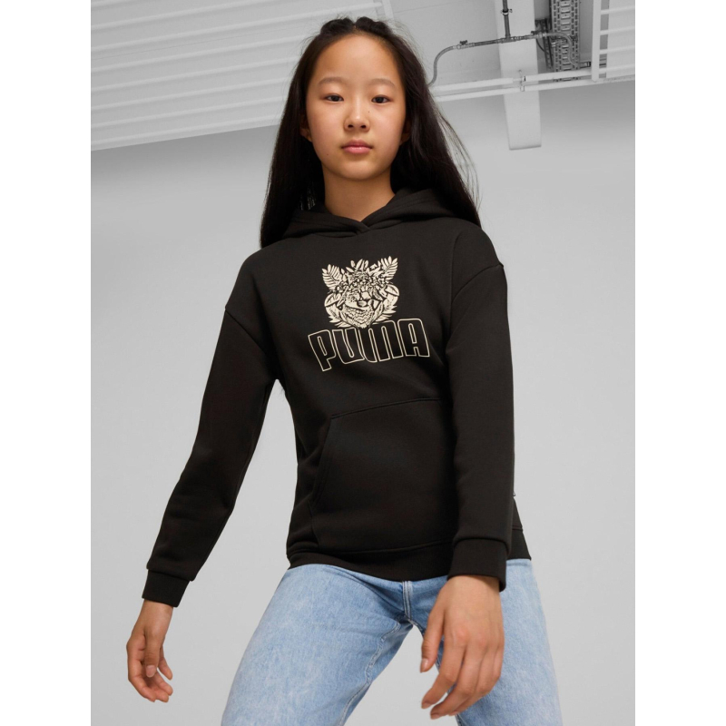 Sweat à capuche ess+ tropi noir fille - Puma