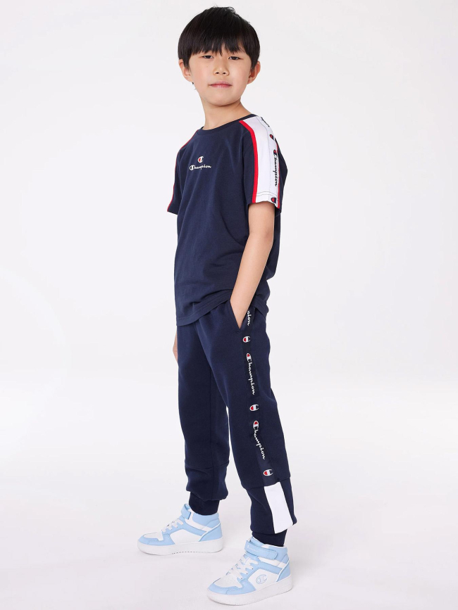 Jogging rib cuff pants logo bleu marine garçon - Champion