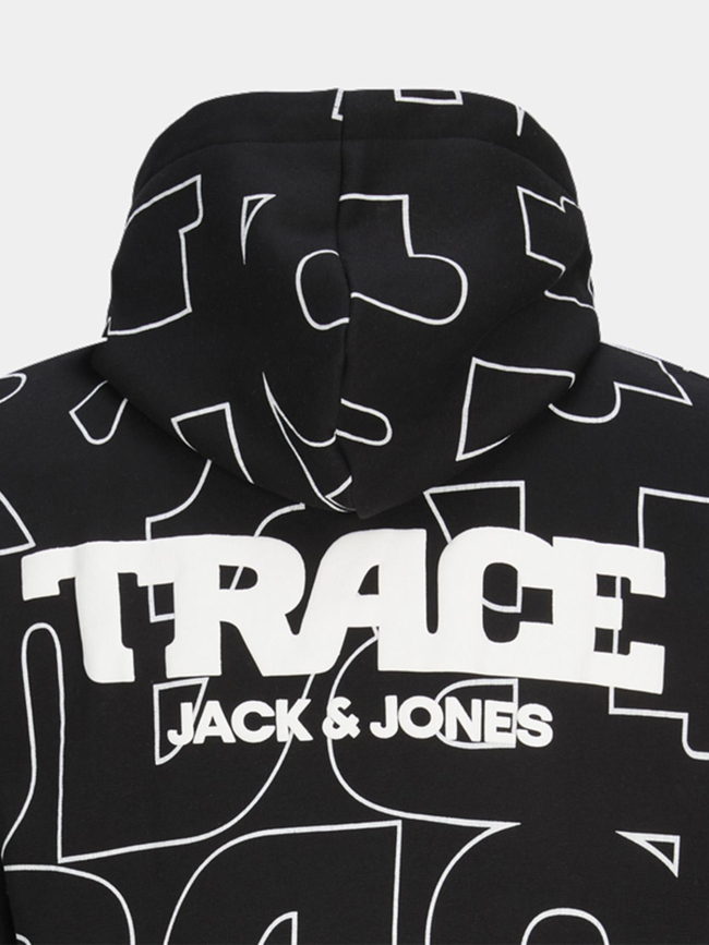 Sweat à capuche trace aop noir homme - Jack & Jones