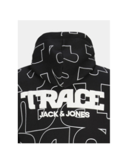 Sweat à capuche trace aop noir homme - Jack & Jones