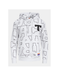 Sweat à capuche trace aop blanc homme - Jack & Jones