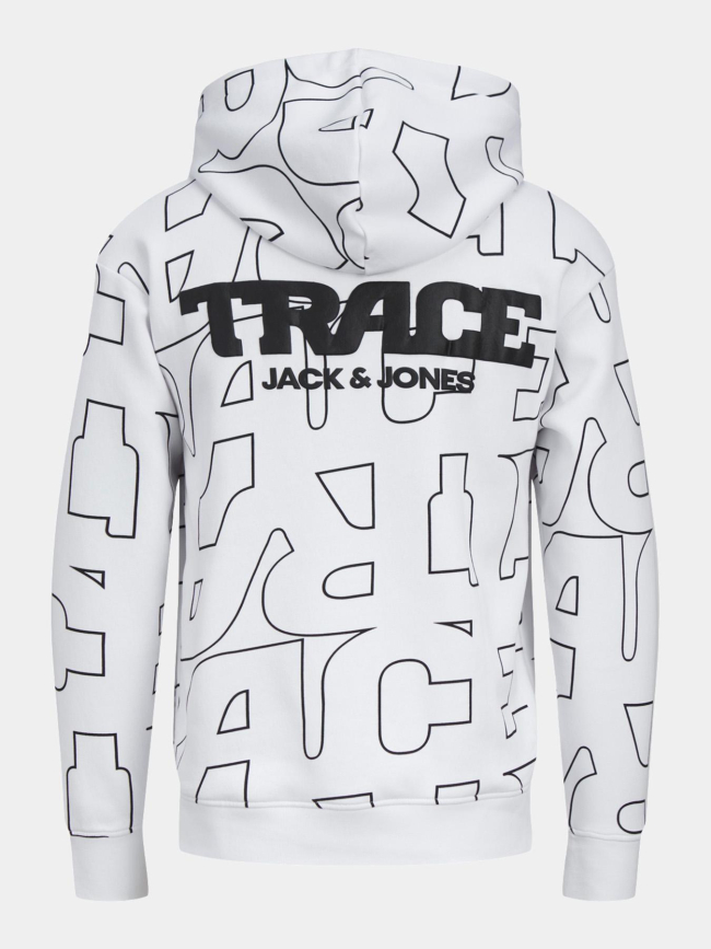 Sweat à capuche trace aop blanc homme - Jack & Jones