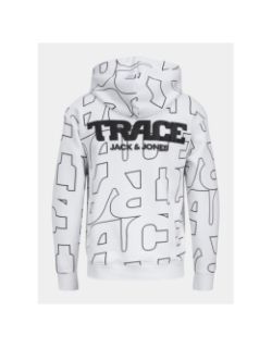 Sweat à capuche trace aop blanc homme - Jack & Jones