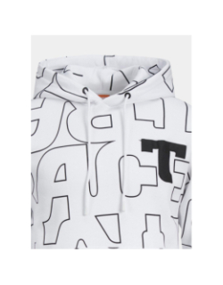 Sweat à capuche trace aop blanc homme - Jack & Jones