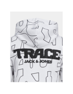 Sweat à capuche trace aop blanc homme - Jack & Jones