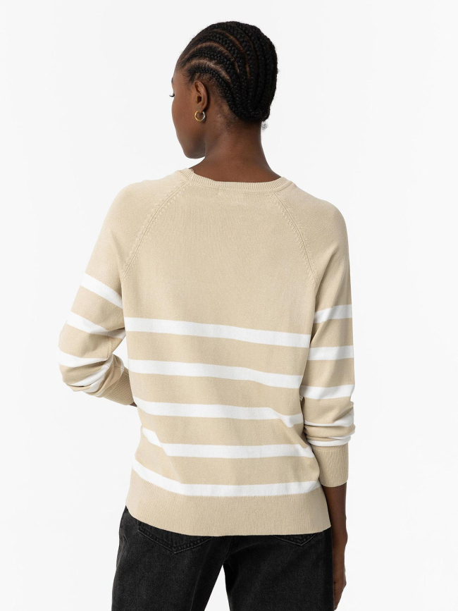 Pull fin rayé théa 2 beige blanc femme - Tiffosi