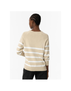 Pull fin rayé théa 2 beige blanc femme - Tiffosi