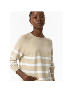 Pull fin rayé théa 2 beige blanc femme - Tiffosi