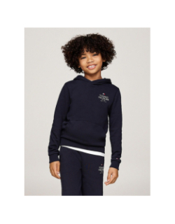 Sweat à capuche logo puff print bleu marine enfant - Tommy  Hilfiger