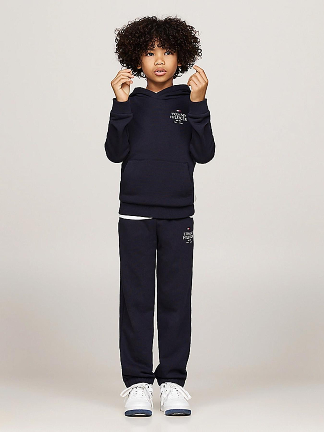 Sweat à capuche logo puff print bleu marine enfant - Tommy  Hilfiger