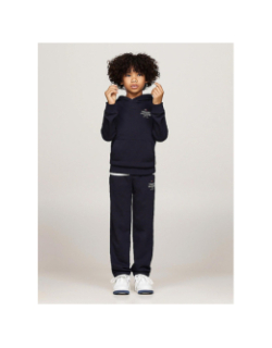 Sweat à capuche logo puff print bleu marine enfant - Tommy  Hilfiger