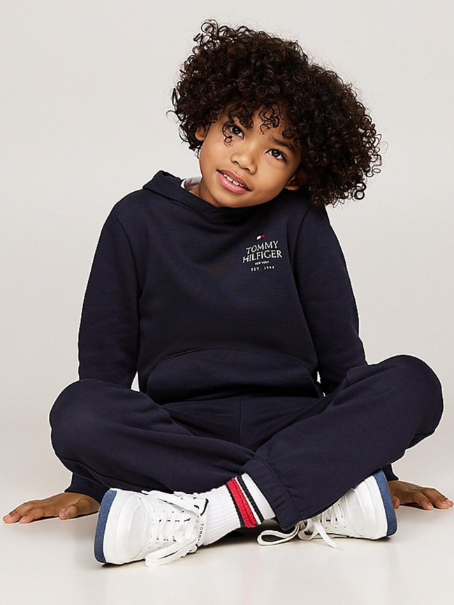 Sweat à capuche logo puff print bleu marine enfant - Tommy  Hilfiger