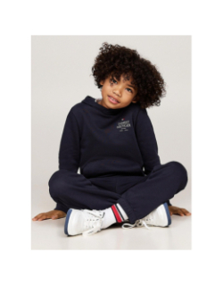 Sweat à capuche logo puff print bleu marine enfant - Tommy  Hilfiger