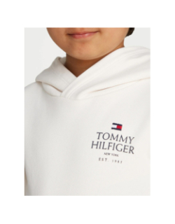 Sweat à capuche logo puff print blanc enfant - Tommy Hilfiger