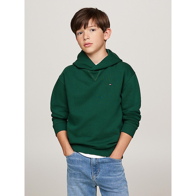 Sweat à capuche logo brodé vert enfant - Tommy hilfiger