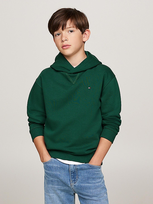 Sweat à capuche logo brodé vert enfant - Tommy hilfiger