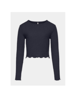 Crop top manches longues emma bleu marine fille - Only