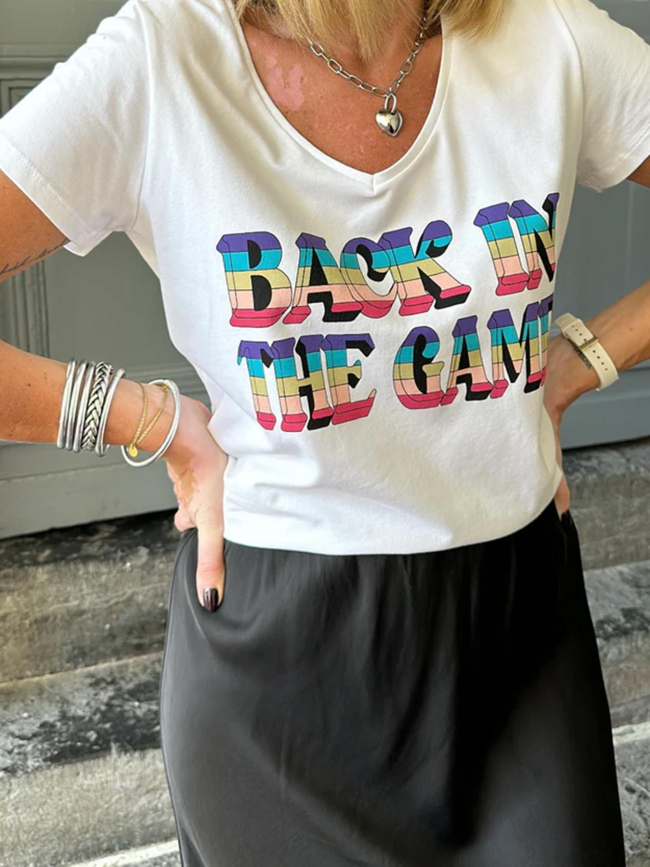 T-shirt merima back in the game blanc femme - Pieces