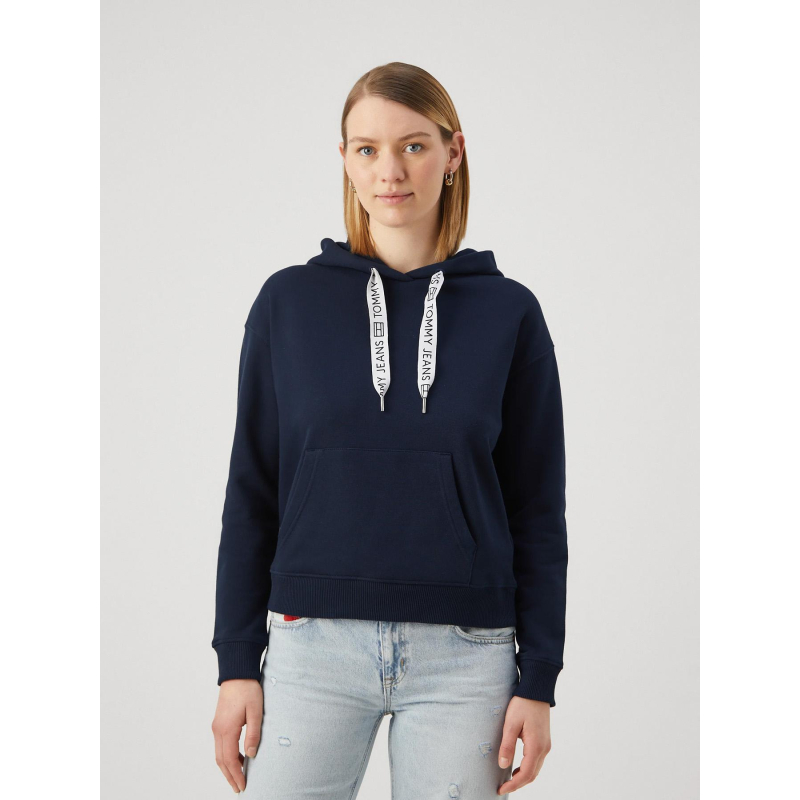 Sweat à capuche drawcor logo bleu marine femme - Tommy Jeans