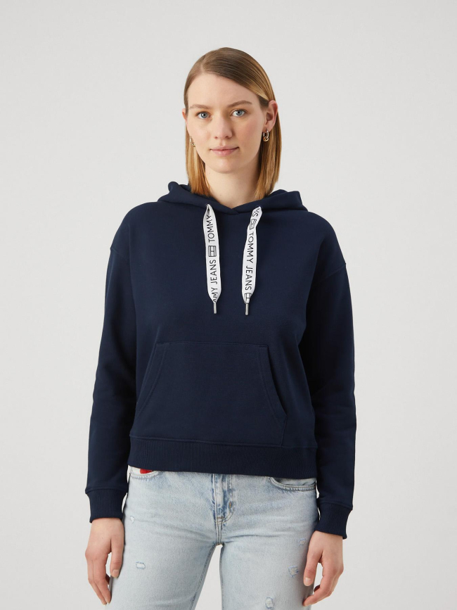 Sweat a capuche drawcor logo bleu marine femme Tommy Jeans wimod