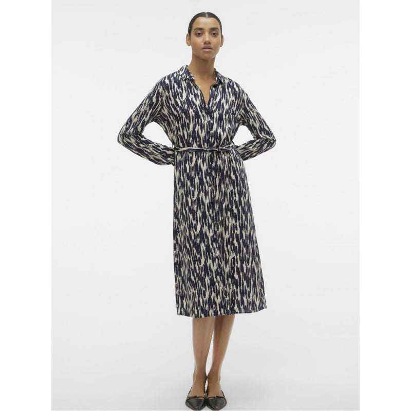 Robe midi imprimée mina noir beige femme - Vero Moda