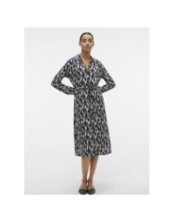 Robe midi imprimée mina noir beige femme - Vero Moda