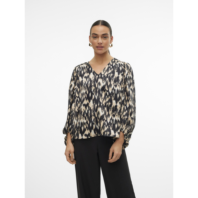 Blouse imprimée mina noir beige femme - Vero Moda