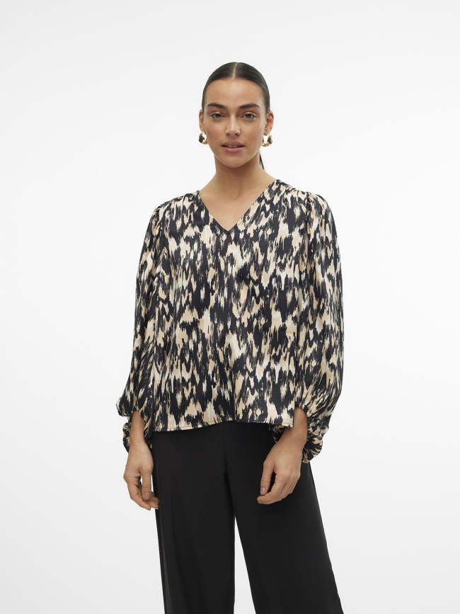 Blouse imprimée mina noir beige femme - Vero Moda