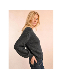 Pull oversize à col v gris sombre femme - Molly Bracken