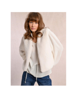 Gilet ouvert sans manche à poil long blanc femme - Molly Bracken