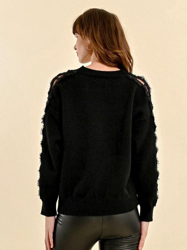 Pull manches ajourées noir femme - Molly Bracken