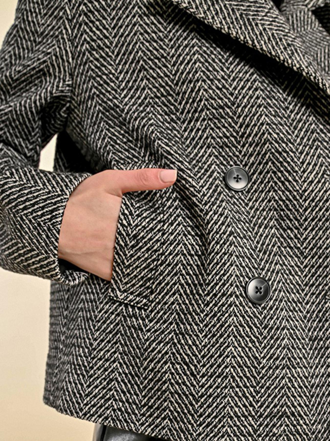 Veste boutonnée à chevrons noir femme - Molly Bracken