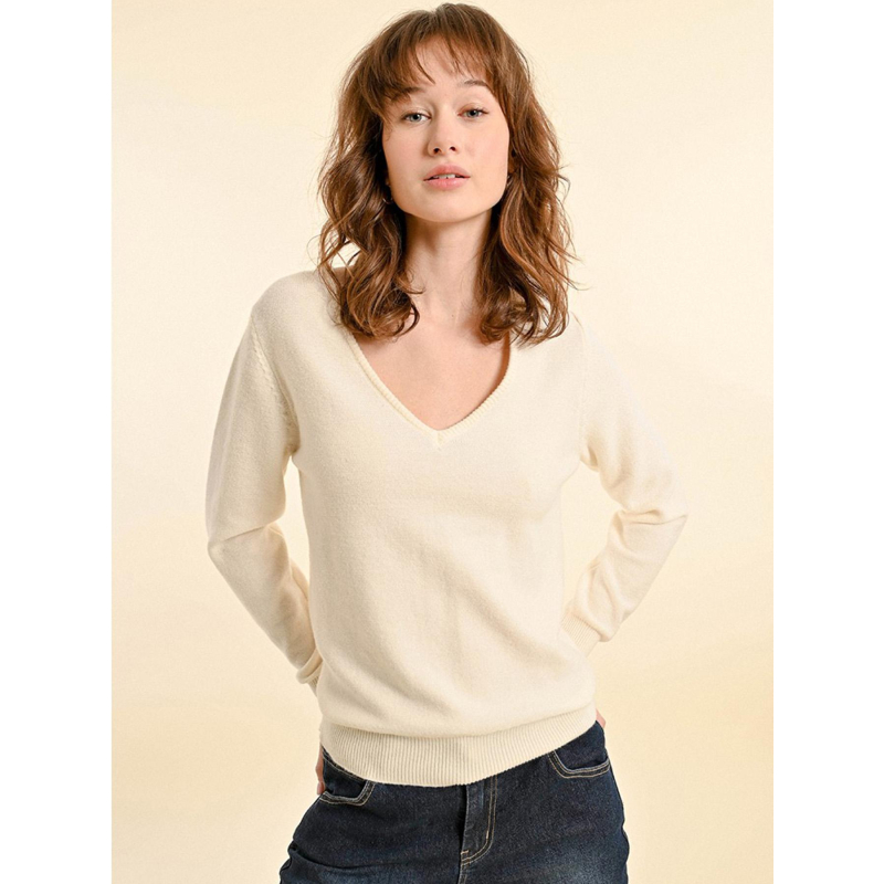 Pull uni dos en dentelle blanc femme - Molly Bracken