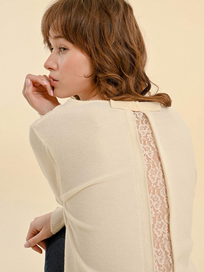 Pull uni dos en dentelle blanc femme - Molly Bracken