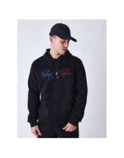 Sweat à capuche logo bleu blanc rouge brodé noir homme - Project X Paris