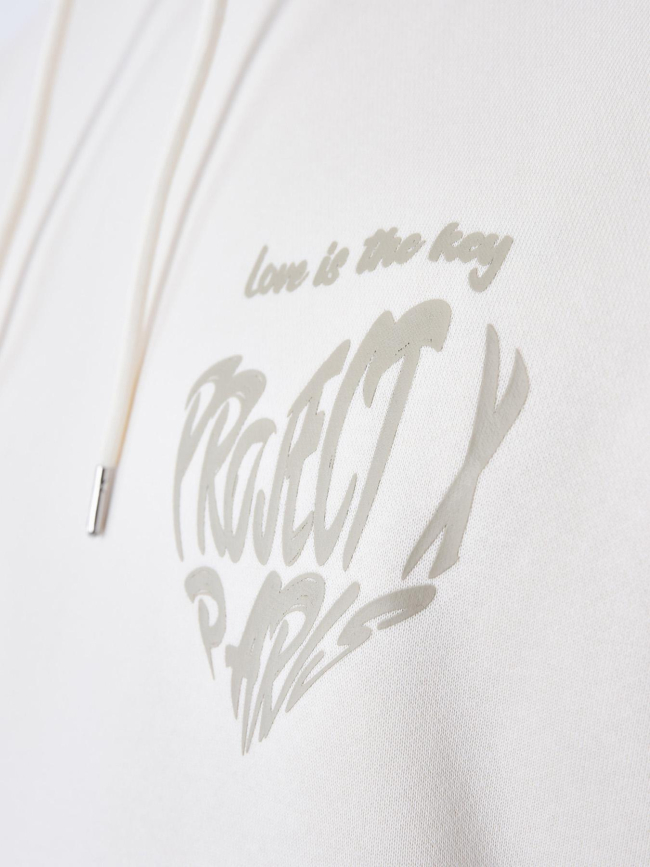 Sweat à capuche love blanc écru homme - Project X Paris