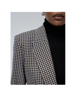 Veste blazer à carreaux beige et noir femme - Salsa